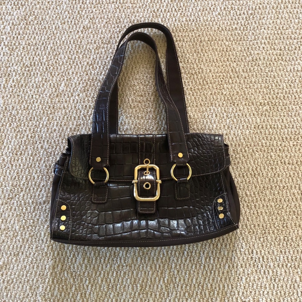 Crocodile black shoulder bag